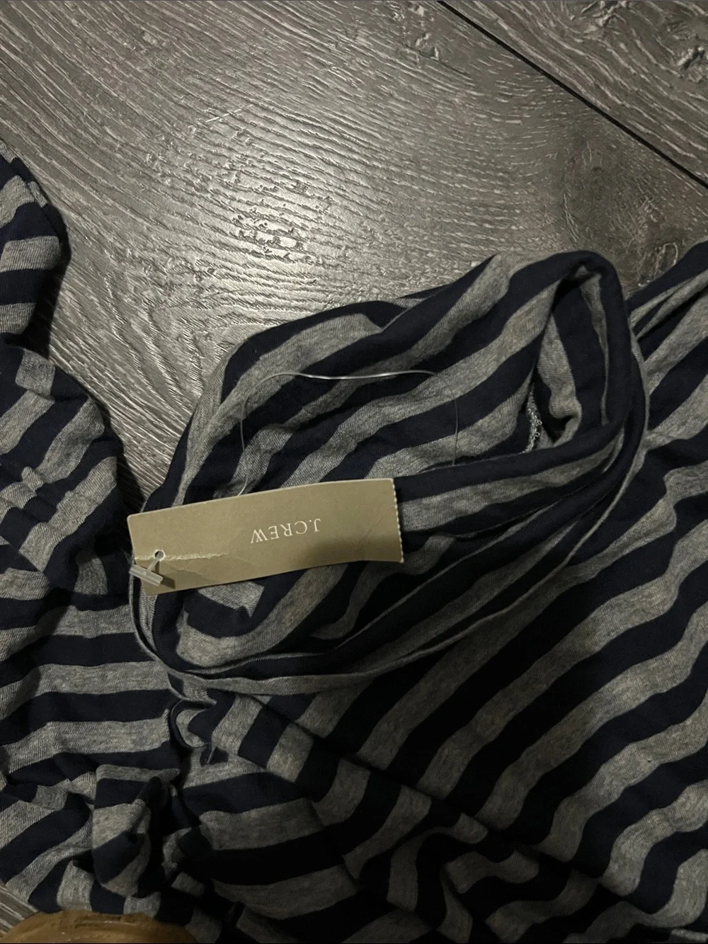 J. Crew Navy and Gray Striped Turtleneck Sweater